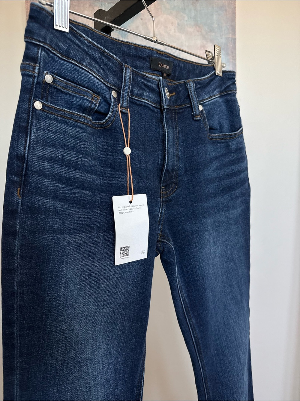 NEW Quince Luna Stretch Flare Jeans Womens 26 Regular Midnight Blue Mid Rise NWT - Picture 4 of 8